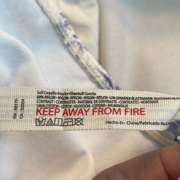 Free People Intimately Prairie Rose Bodysuit Ivory Blue Toile Print Puff Sleeve - Picture 9 of 10